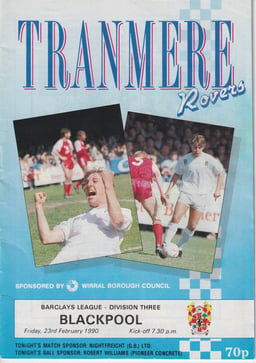 Tranmere Rovers v Blackpool Match Programme 1990-02-23